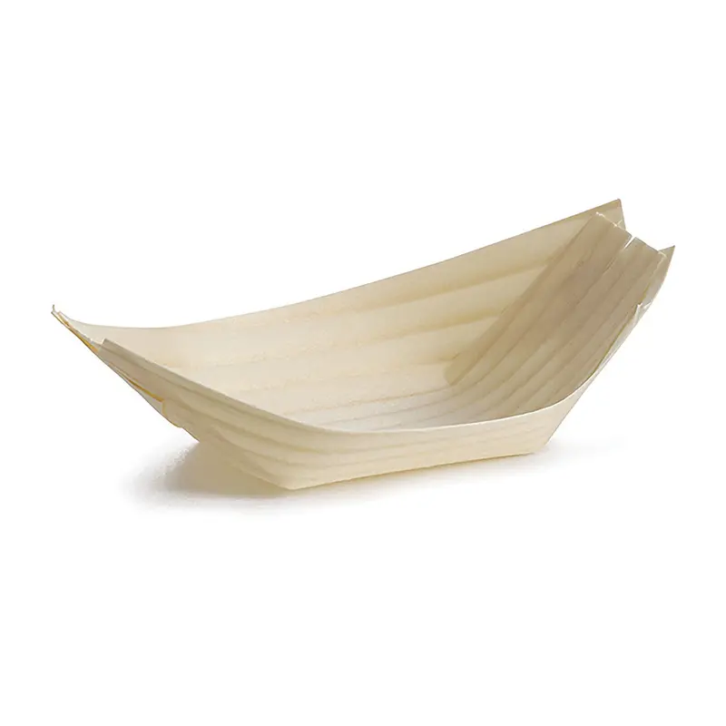 Eco-Friendly Disposable Bamboo Serving Tray – Large 25Cm Boat Shape 1