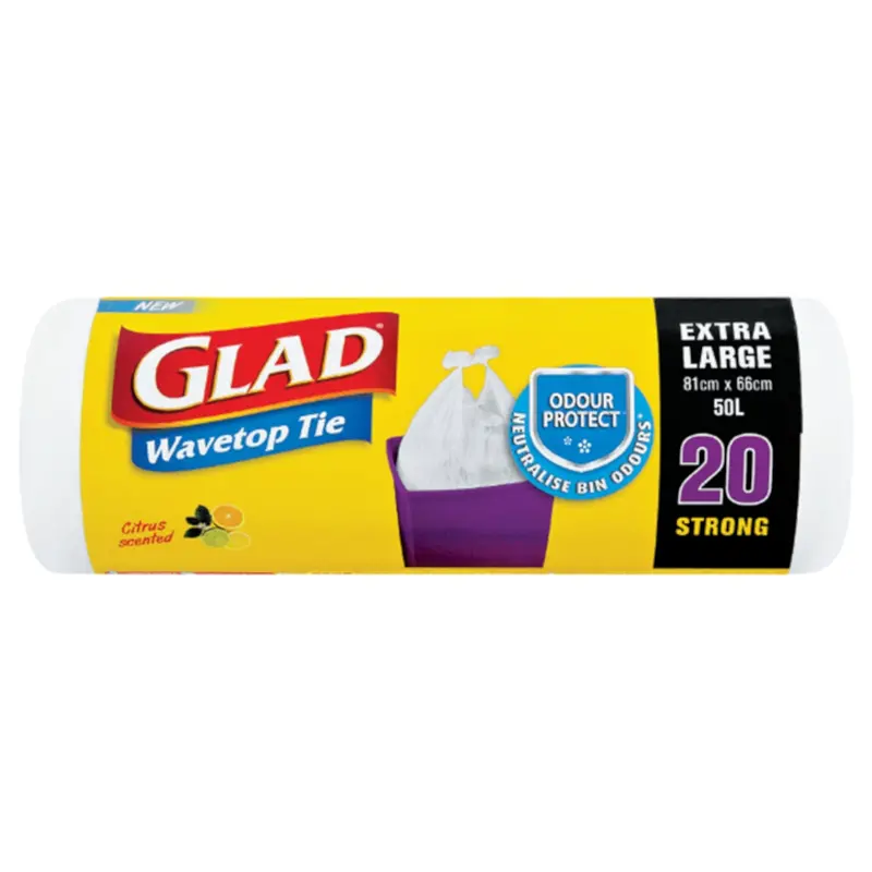 Glad Wavetop Extra-Large Heavy-Duty Refuse Bags – 81 × 66 Cm, 20-Pack 1