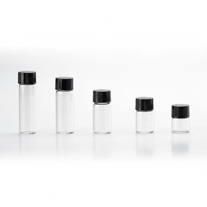 Glass Scintillation Vials With Black Screw Caps – Laboratory-Grade Sample Containers 1