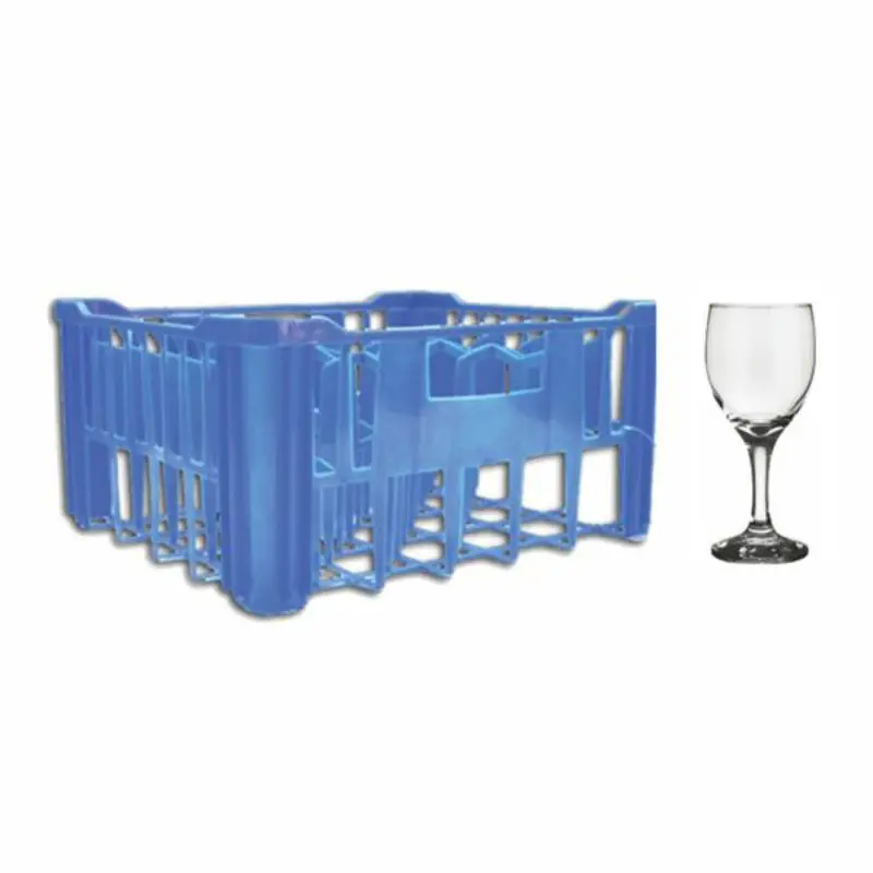 Regent Blue Glass Crate With Integrated Storage For Thirty 250 Ml Wine Glasses 1