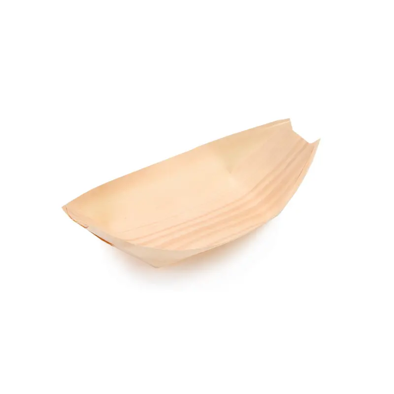 Regent Disposable Bamboo Serving Tray – Boat-Shaped, 220 × 115 Mm, 20-Pack 1