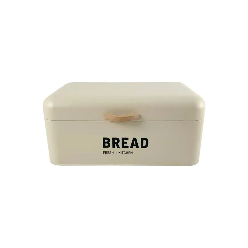 Stainless Steel Bread Bin With Wooden Handle – Cream Dispenser Style, Rustic Kitchen Essential 1